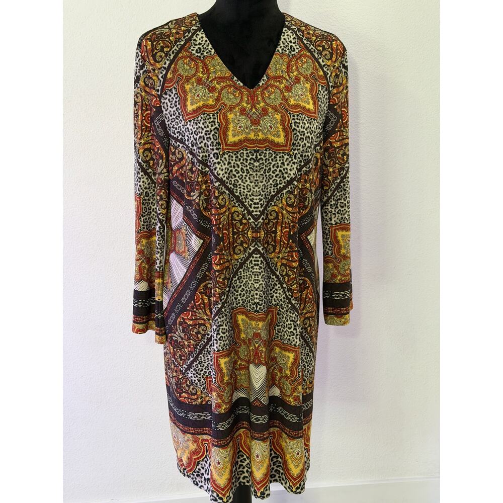 Chico Leopard Flortaly Print Spandex A-Line Stretchy Dress S-12